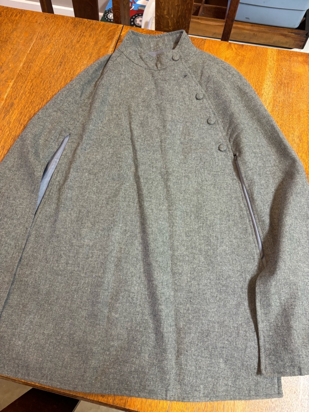 Womens Gray Wool Blend Cape